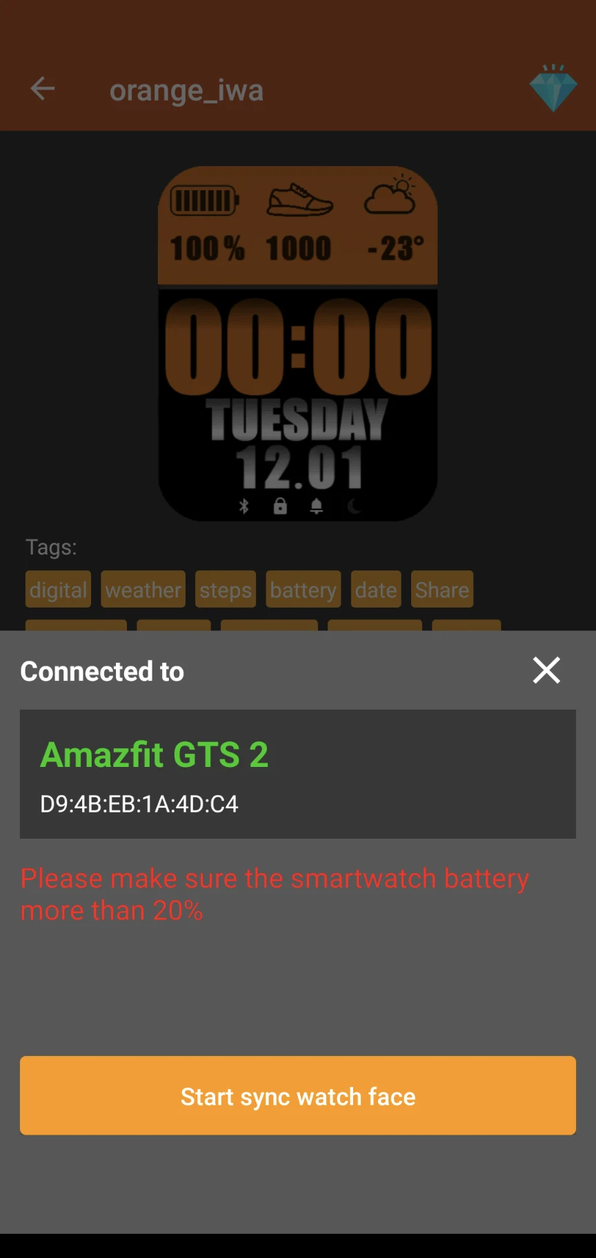 Amazfit GTS 2 - Watch Face screenshot
