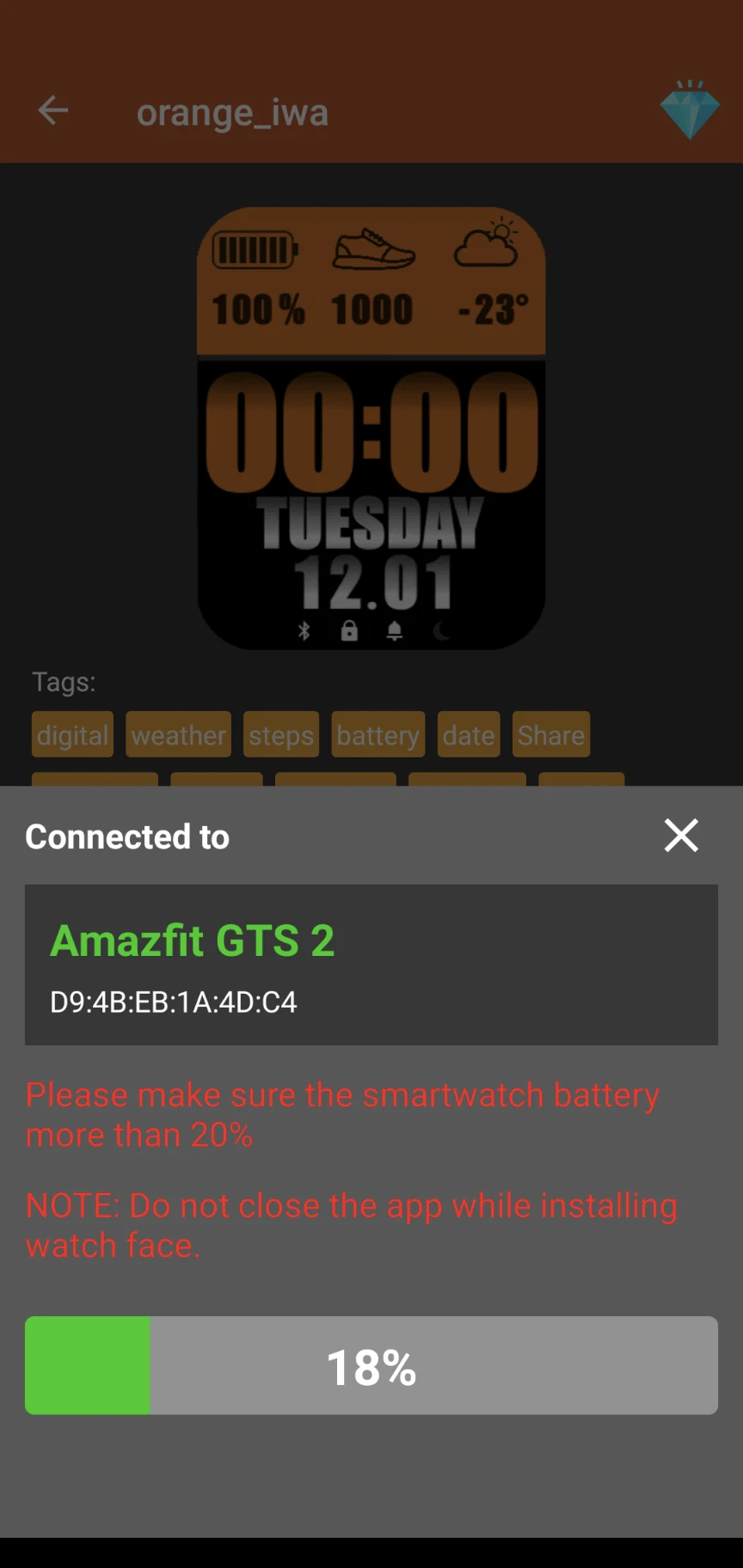 Amazfit GTS 2 - Watch Face screenshot